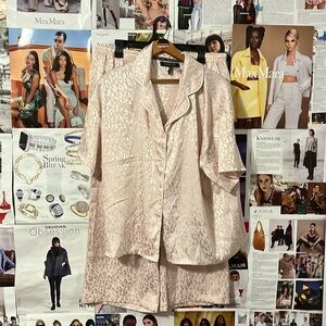Women’s Silk Rose Gold Cheetah PJ Set